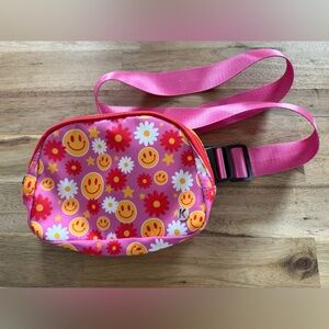 Katydid Pink Smiley Face Floral Crossbody Bag Festival Trendy